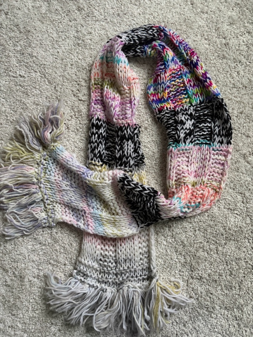 Multicolor Knit Fringe Scarf - Women Accessories